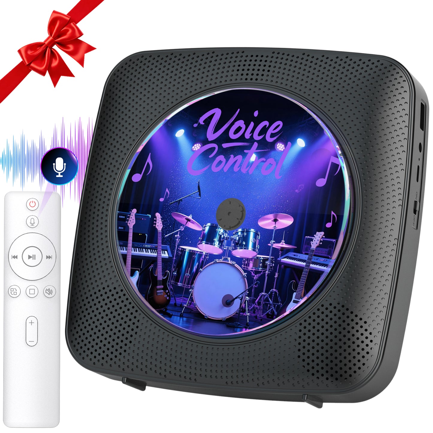 Kegaudio Voice-Controlled Portable CD Player – Dual Hi-Fi Speakers