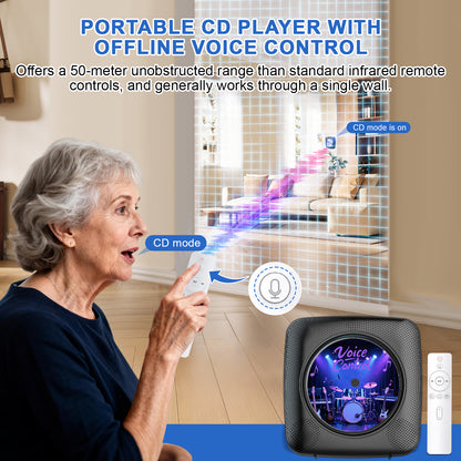 Kegaudio Voice-Controlled Portable CD Player – Hi-Fi Sound, FM Radio