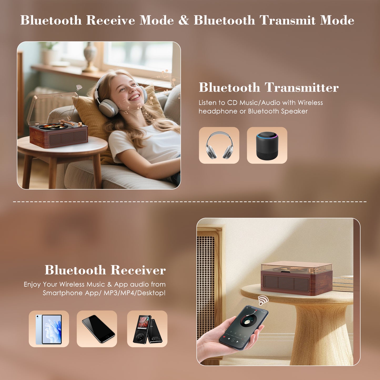 Kegaudio CD Player – Retro Bluetooth Hi-Fi Sound & Portable Design