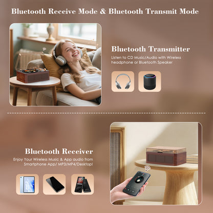 Kegaudio CD Player – Retro Bluetooth Hi-Fi Sound & Portable Design