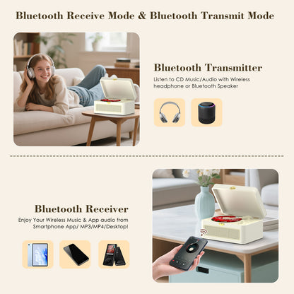 Kegaudio Bluetooth CD Player – Portable Design, Hi-Fi Sound with FM radio