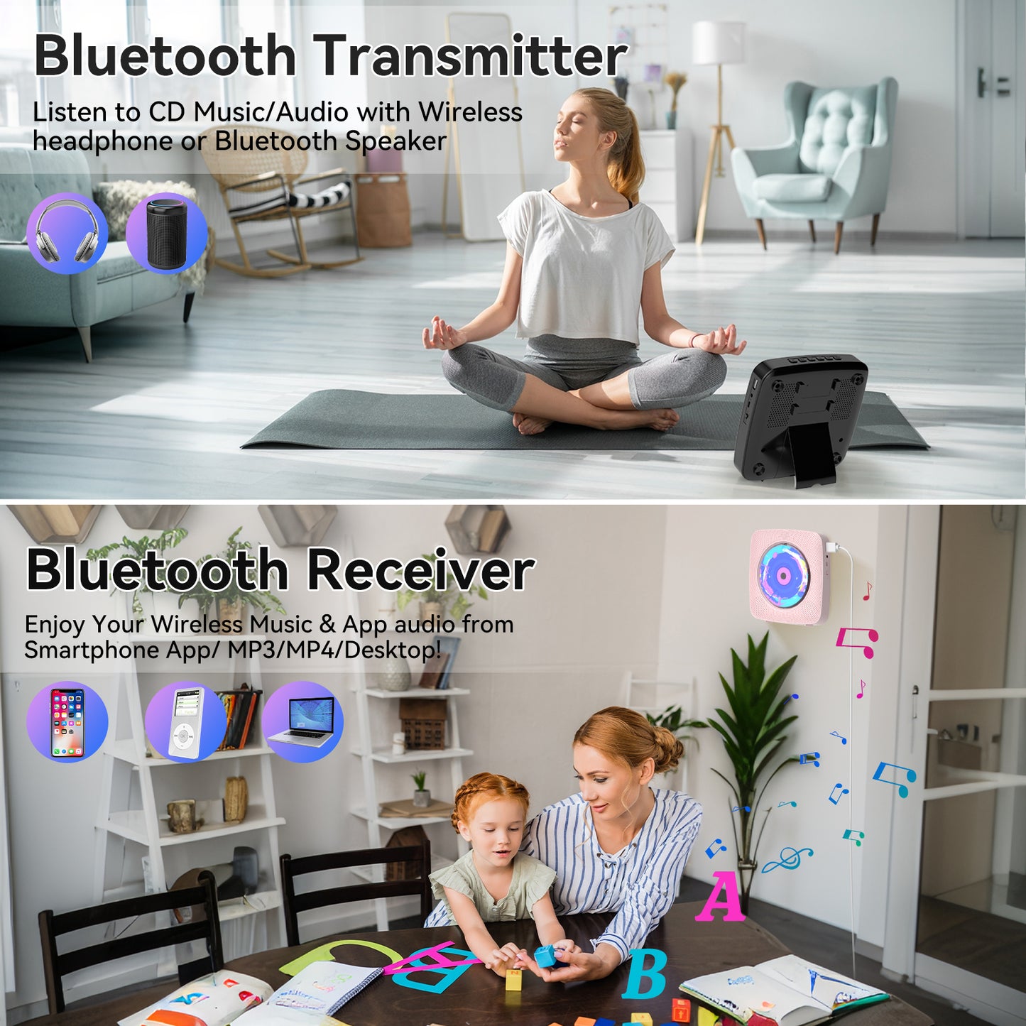 Kegaudio Portable CD Player with Bluetooth & Hi-Fi Sound