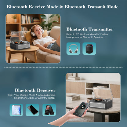 Kegaudio Bluetooth CD Player - Long Battery Life, AUX Input & BT Receive