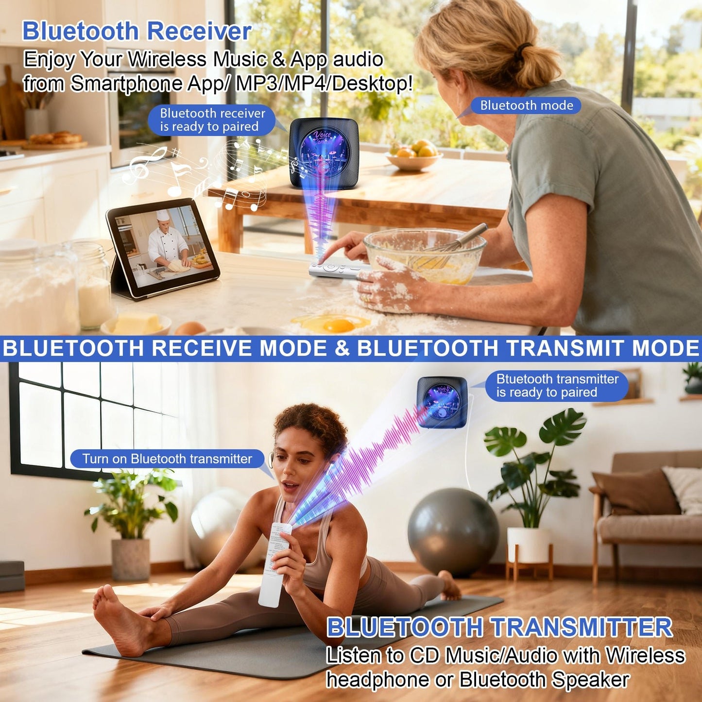 Kegaudio Voice-Controlled Portable CD Player – Hi-Fi Sound, FM Radio