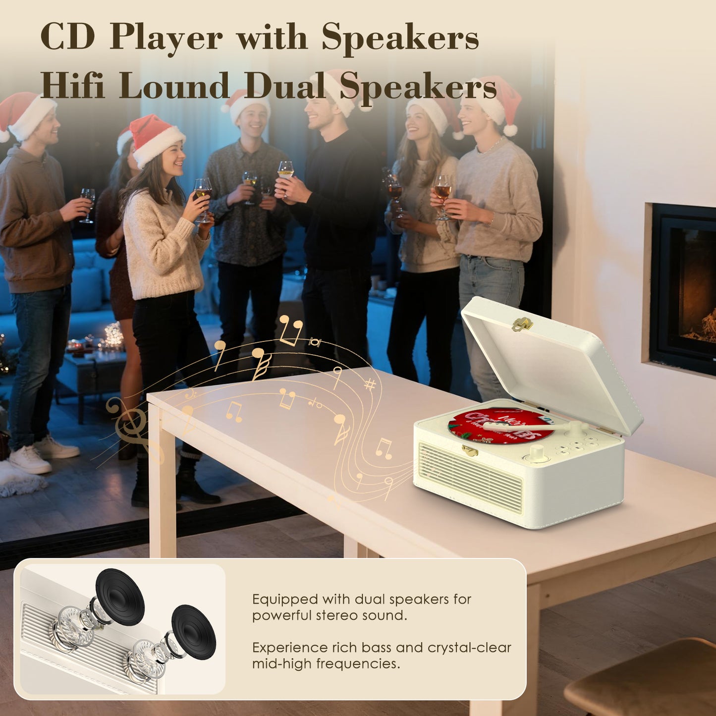 Kegaudio Bluetooth CD Player – Portable Design, Hi-Fi Sound with FM radio