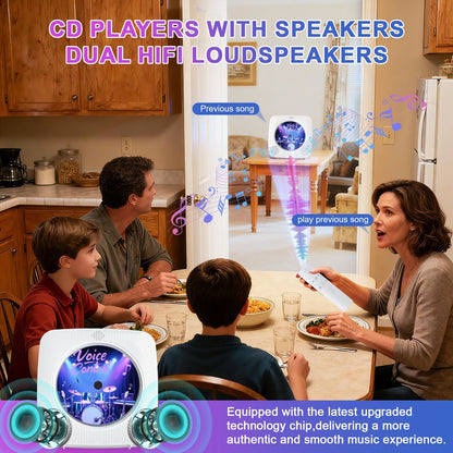 Kegaudio Voice-Controlled Portable CD Player – Dual Hi-Fi Speakers