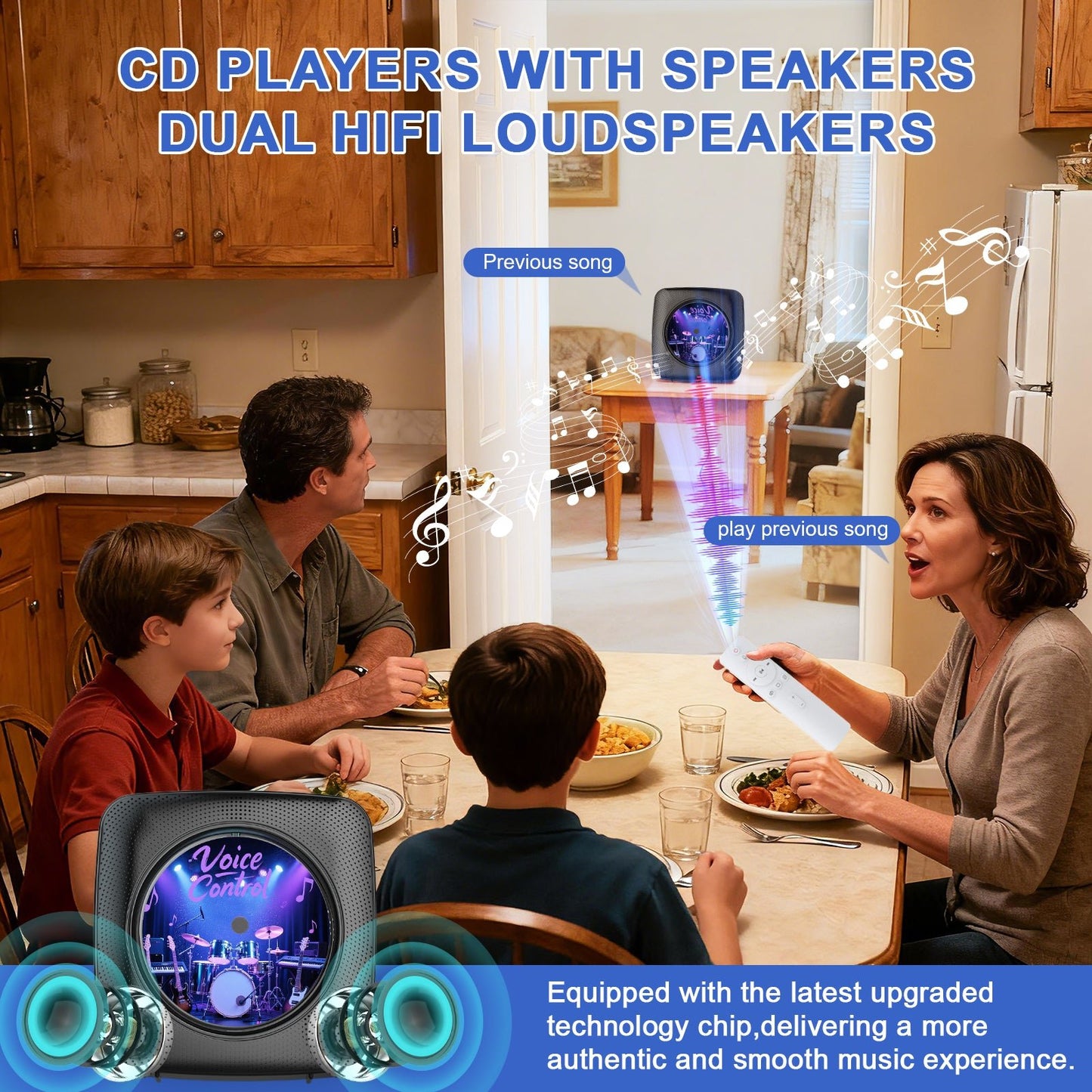 Kegaudio Voice-Controlled Portable CD Player – Hi-Fi Sound, FM Radio