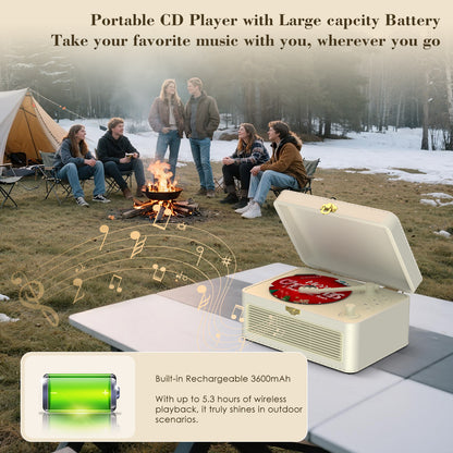 Kegaudio Bluetooth CD Player – Portable Design, Hi-Fi Sound with FM radio