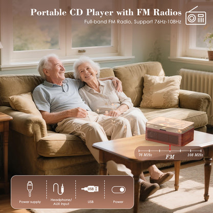 Kegaudio CD Player – Retro Bluetooth Hi-Fi Sound & Portable Design