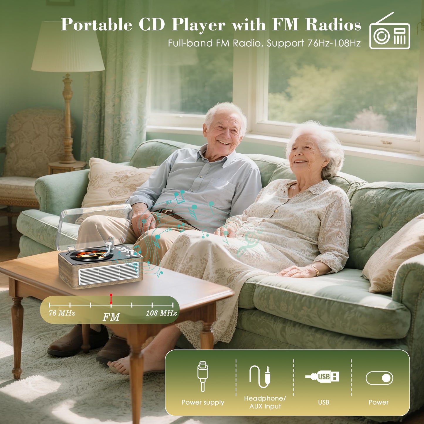 Kegaudio Bluetooth CD Player with Hi-Fi Sound, FM Radio & USB