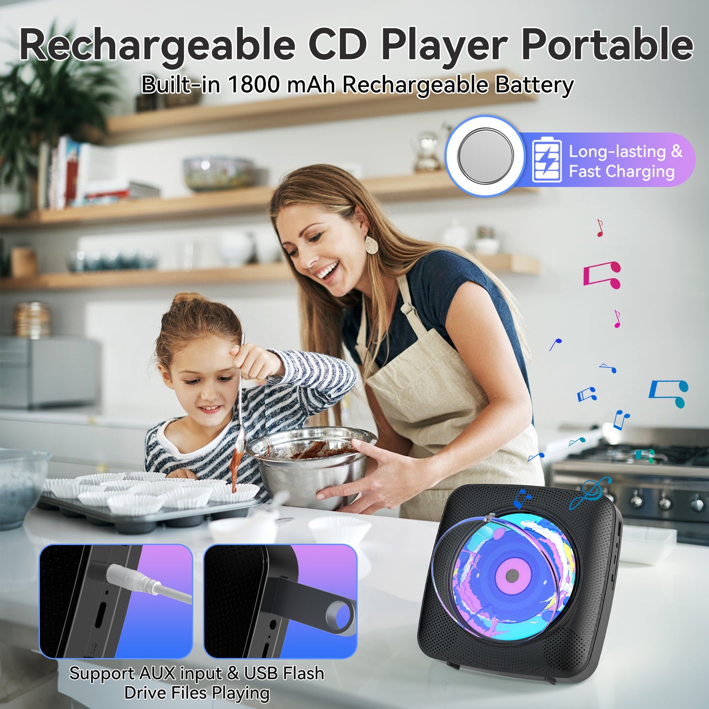 Kegaudio Portable CD Player with Bluetooth & Hi-Fi Sound