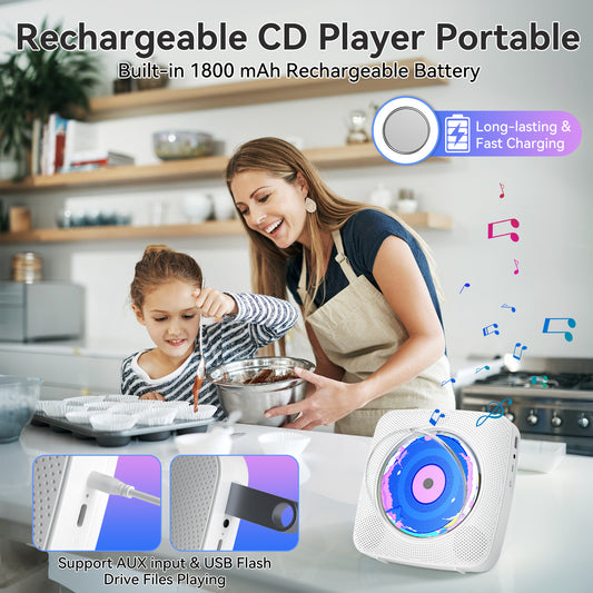 Kegaudio CD Player – Portable, Multi-Functional Bluetooth with Hi-Fi Sound