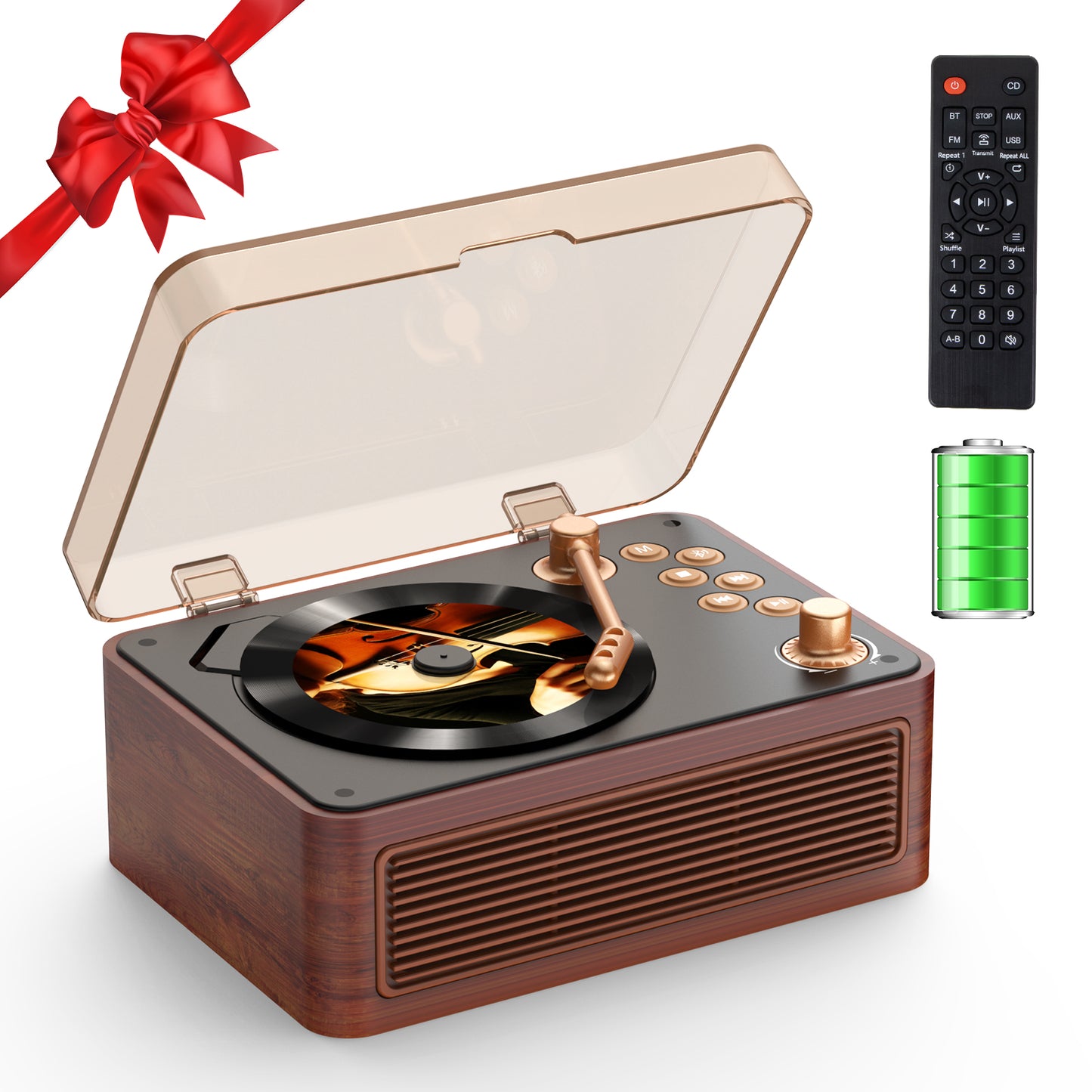 Kegaudio Bluetooth CD Player – Portable Design, Hi-Fi Sound with FM radio