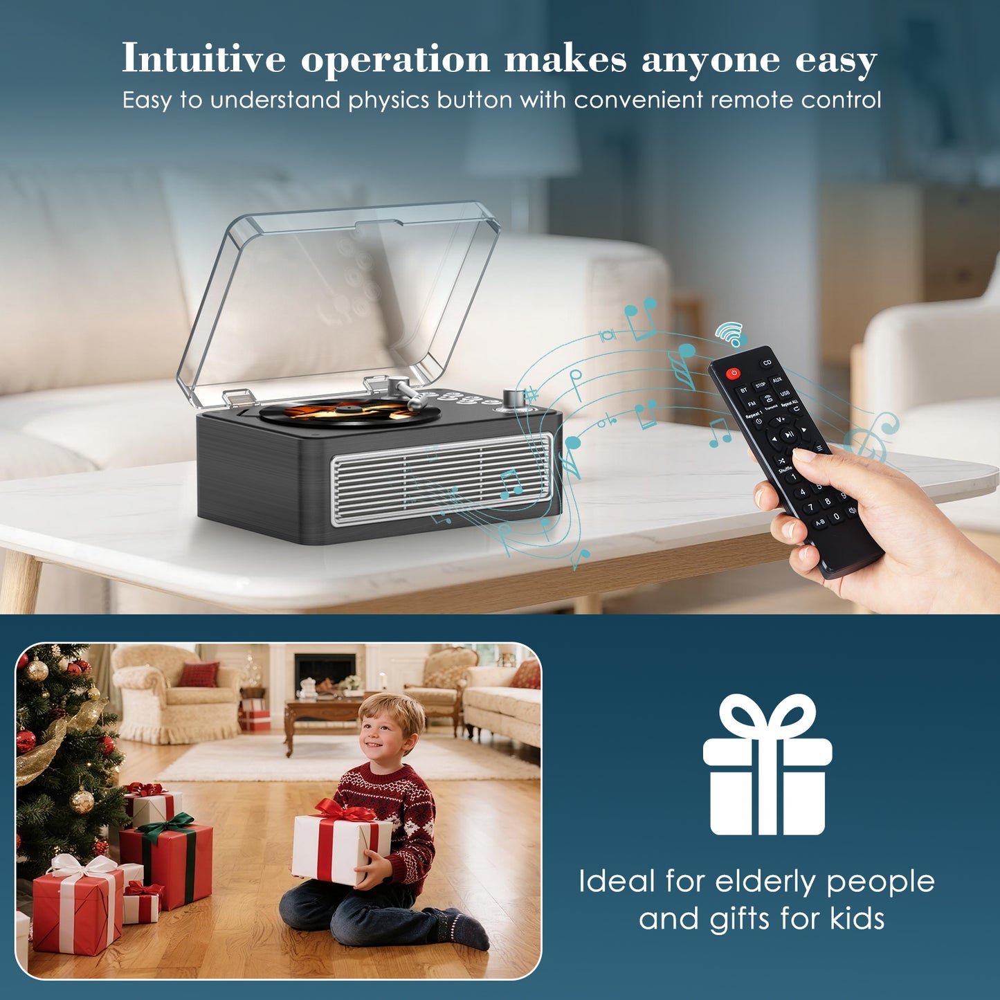 Kegaudio Bluetooth CD Player - Long Battery Life, AUX Input & BT Receive