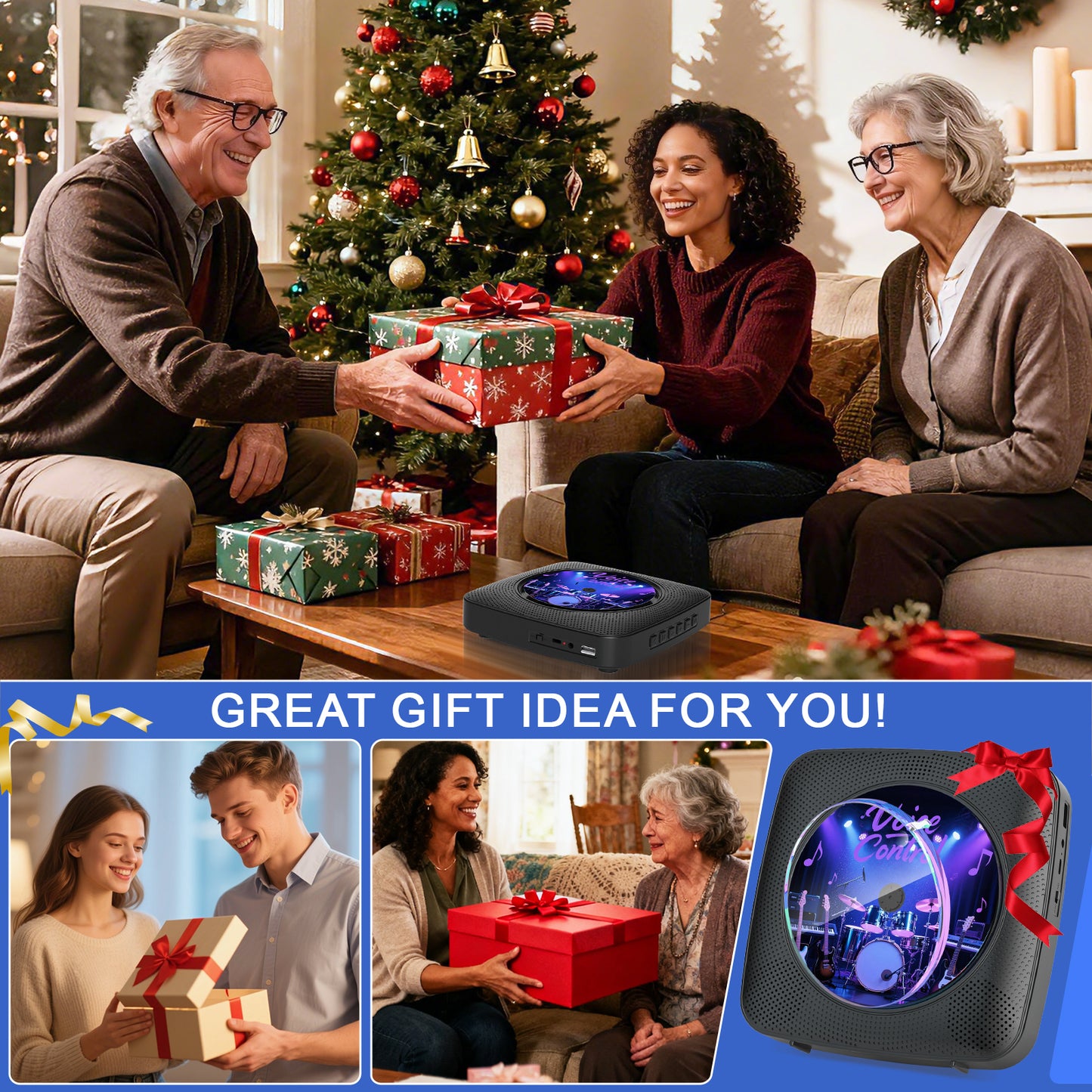 Kegaudio Voice-Controlled Portable CD Player – Hi-Fi Sound, FM Radio